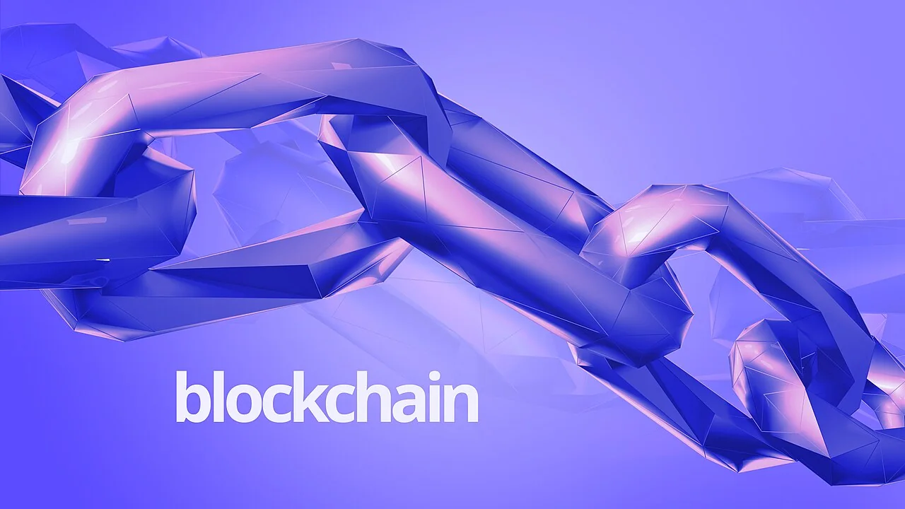 A stylized blockchain made from interconnected links