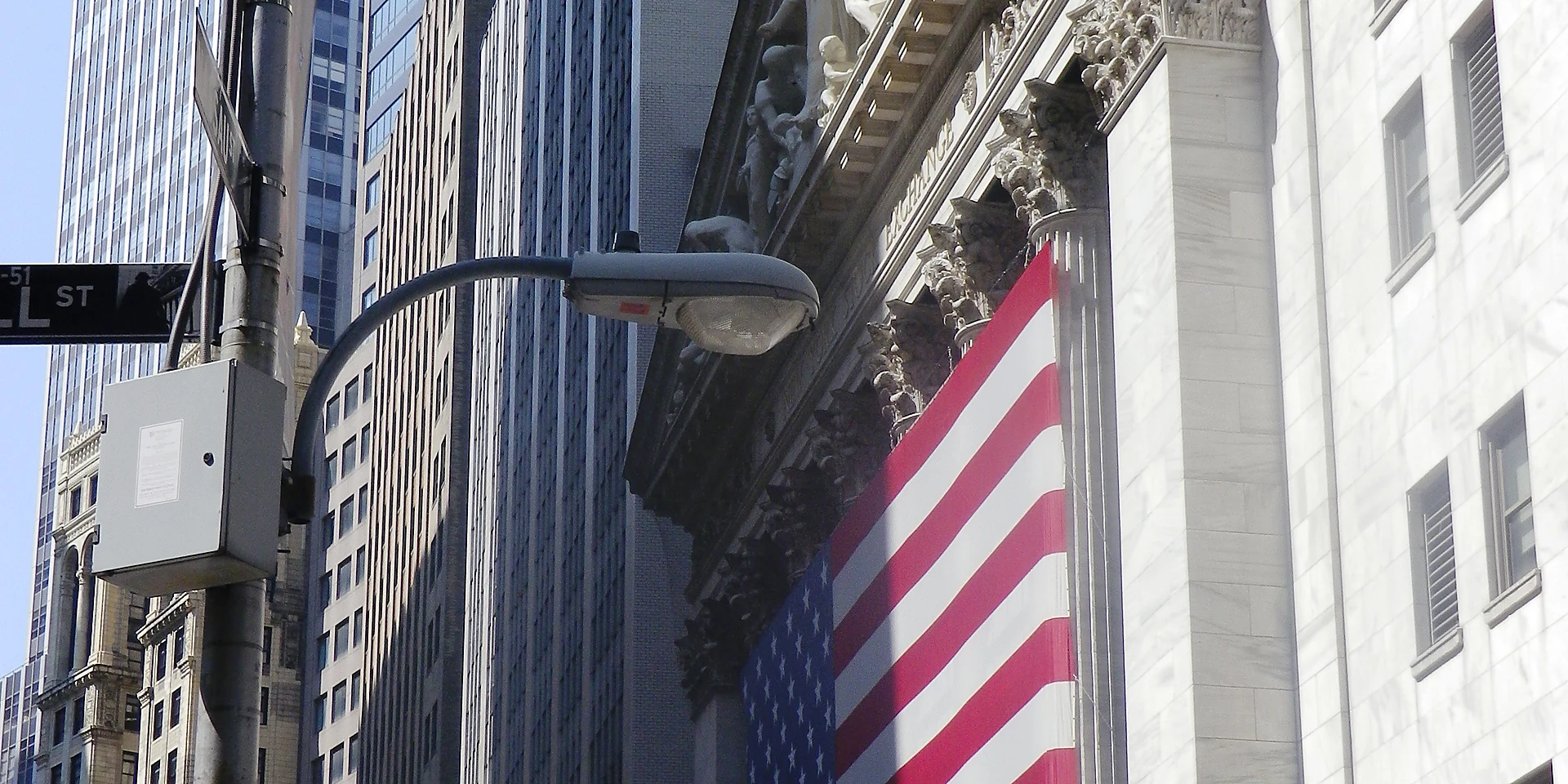 The New York Stock Exchange facade on Wall Street